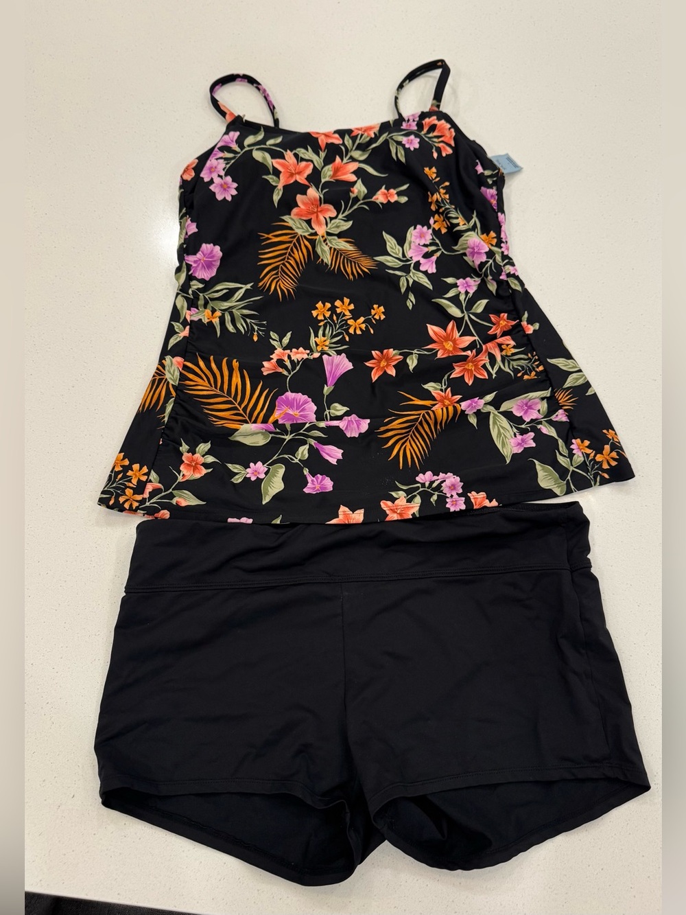 Shade & Shore Floral Tankini & Swim Shorts Set – Size Large (12–14)